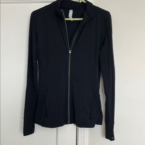 Athleta Black Zip-up with Fitted Silhouette and High Collar